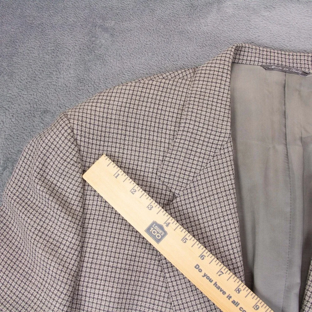VTG Canali Milano Mens 46R Blazer Sport Coat Brown Houndstooth Made in Italy‎